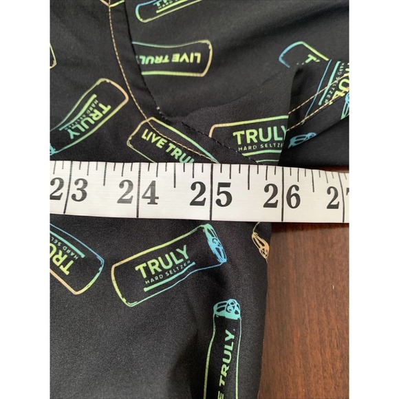 Truly Hard Seltzer Shirt Men 2XL XXL Black Neon Hawaiian Party Button Up Stretch - Picture 6 of 7
